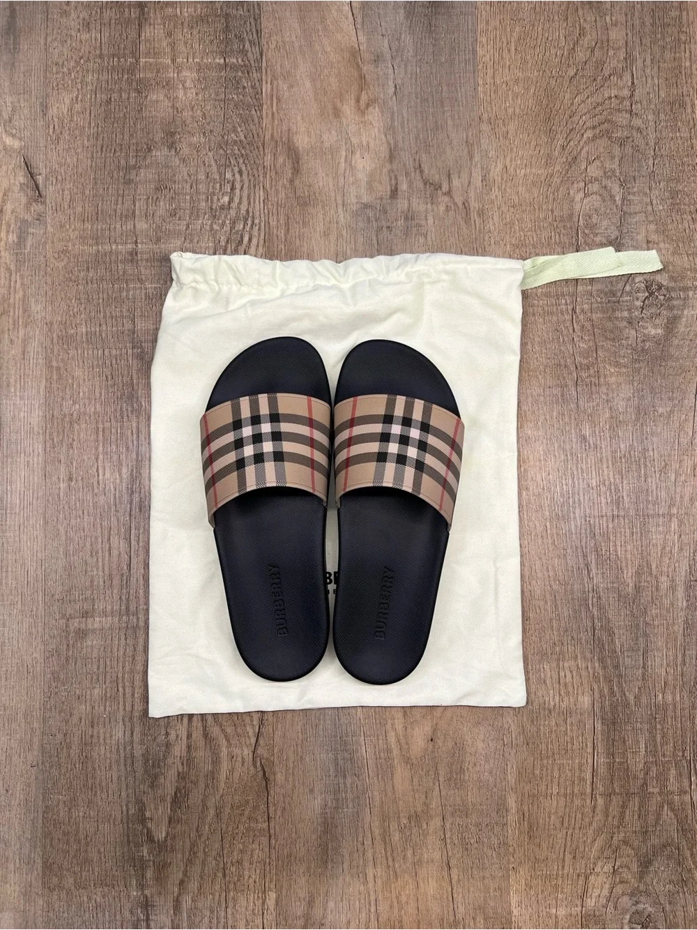 Burberry Beige Plaid Men’s Slide Sandals EU SIZE 38-45